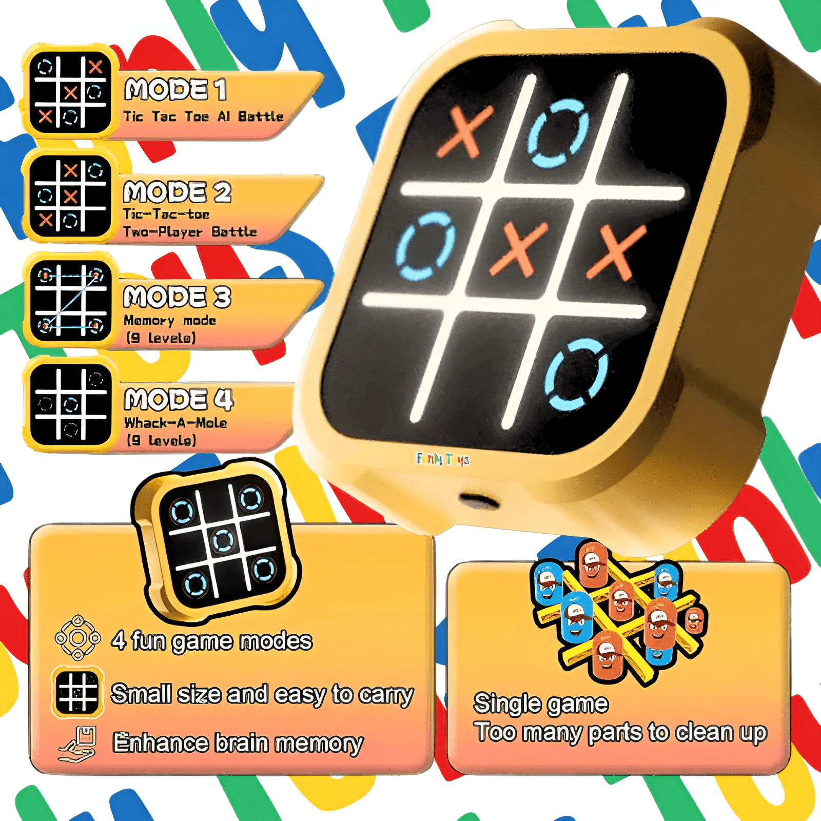 3-IN-1 Tic-Tac-Toe Electronic Game - ApexLane